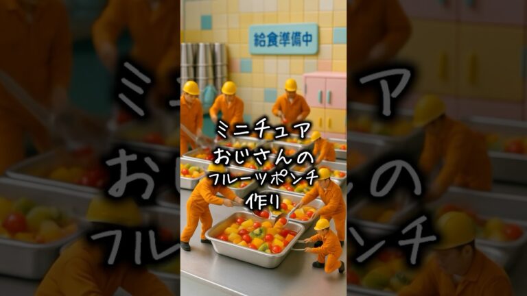 ミニチュアおじさんのフルーツポンチ作り#給食#学校#料理#ミニチュア #デザート