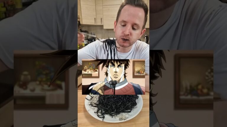 Homemade Squid Ink Pasta from JoJo's Bizarre Adventure! 🐙🍝 #jojos #pasta #anime #shorts