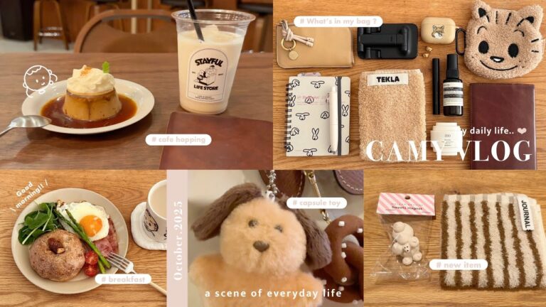 ［ vlog ］心が揺らぐ秋🍂好きなものとひとり時間に救われる大人の一人暮らし🐶🍮| かわいい購入品| ひとりカフェ巡りと読書時間 | ガチャ活 etc..