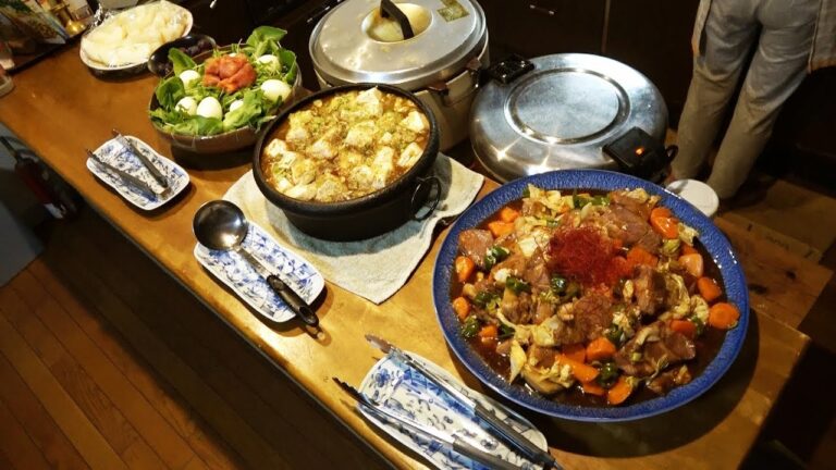 普通の台所で１８人前作るぞ！【鉄鍋肉豆腐・豚肩ロースの黒酢炒め・山海玉子サラダ】