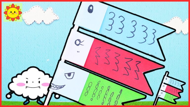 おもちゃ アニメ おりがみでこいのぼりをつくろう! おりがみ こいのぼり こどもの日 工作 つくってあそぼ くもりん かわいい origami koinobori kawaii