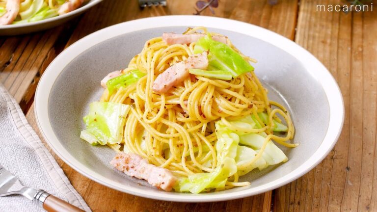 【キャベツとベーコンの和風だしパスタ】フライパン1つで！めんつゆバターでまちがいないおいしさ！