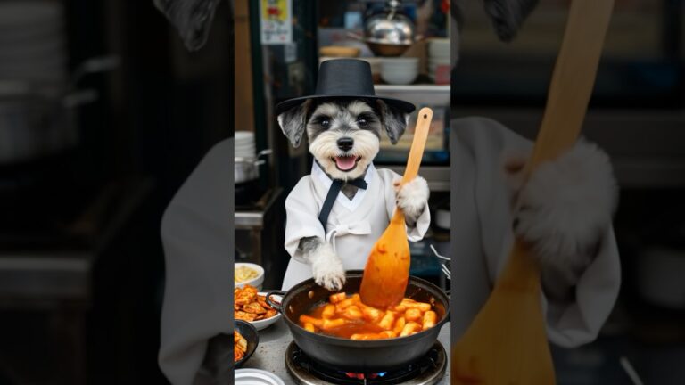 韓国の市場の屋台でトッポギを作ってみました！🇰🇷#dog #犬 #料理 #개 #funny