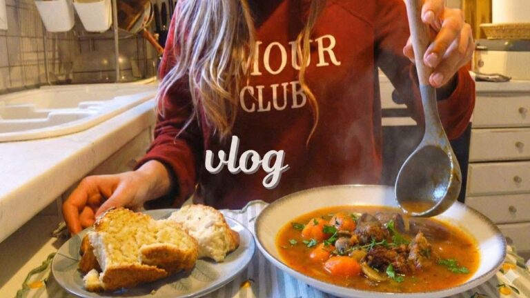 Cozy Beef Soup for cold winter days 🍲| Crocheting like a granny & Leek Pie