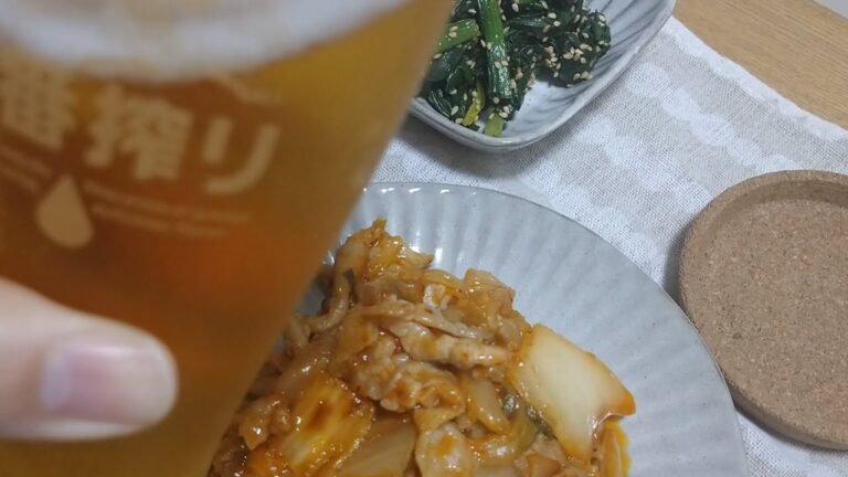 キムチ料理で晩酌。
