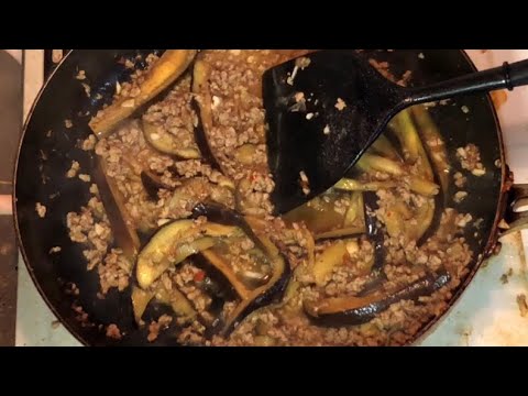 【音】茄子と挽肉を炒めて「麻婆茄子」を作ったら、いい感じの音がしました。【リアルな夕食 船橋支店】【ASMR】