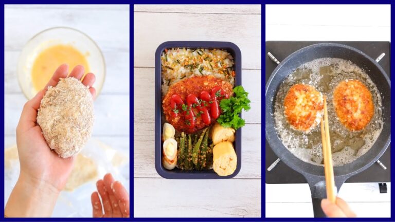 【超簡単】ポリ袋を使って！メンチカツの作り方とお弁当の詰め方🍱