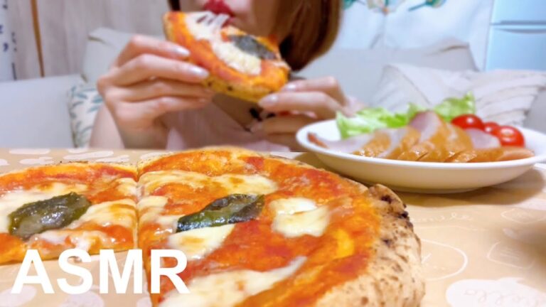 (咀嚼音)マルゲリータピザと合鴨ロース/Margherita and duck loin/마르게리타와 오리 등심/eating sound asmr