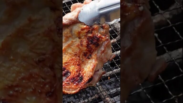 バリバリで旨いチキンステーキ🔥＃バーベキュー #キャンプ飯  #cooking