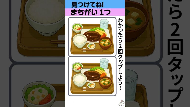 【間違いは1つ！12】本日のハンバーグ定食に1つだけ間違いが！｜No.12｜間違い探しで脳トレ！  #無料
