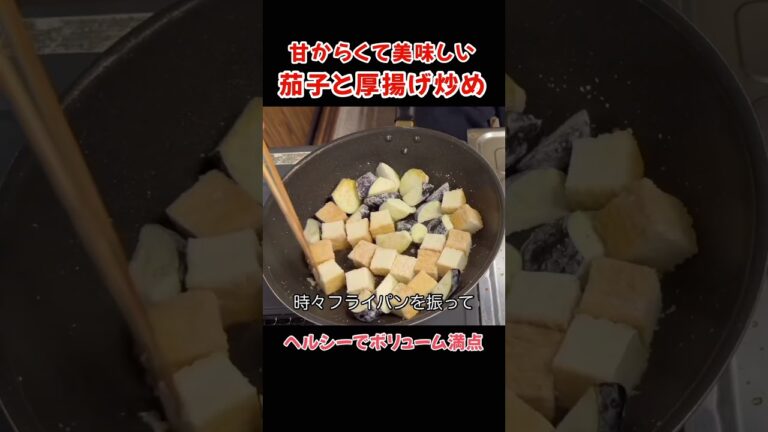 茄子と厚揚げ炒め！甘辛で美味しい味付けはめんつゆと砂糖だけ #たぬきッチン #料理 #簡単レシピ #茄子#厚揚げ#アラ還暦 #バツイチ #週末vlog