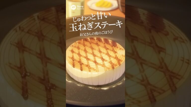 じゅわっと甘い玉ねぎステーキ｜お父さんの夜のごほうび#anime #今日の晩ごはん #料理アニメ #食べる #shorts