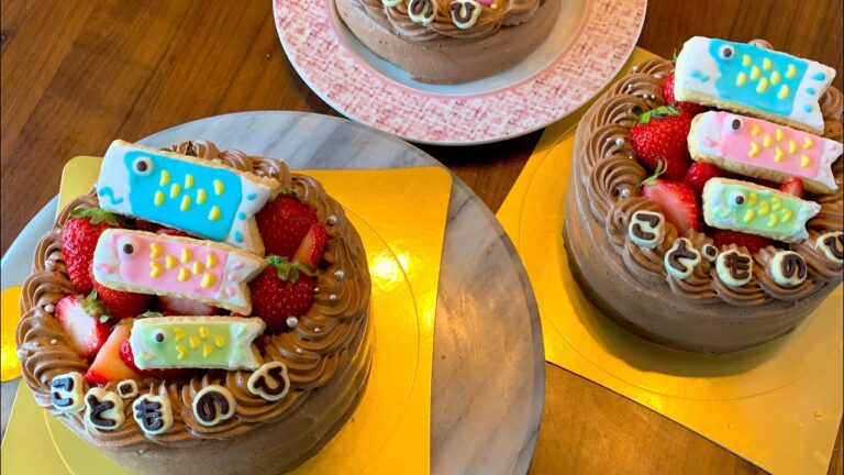 こどもの日に🎏こいのぼりケーキ🎂を作ったよ❤#こどもの日#チョコケーキ#ケーキ作り#こいのぼり#アイシングクッキー