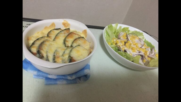 【優しい】かぼちゃグラタン　紫たまねぎとコーンのサラダ【女子力】