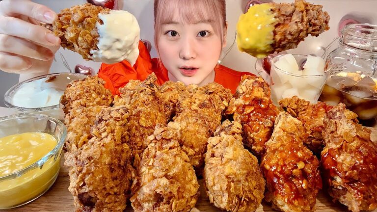 ASMR 韓国チキン ヤンニョムチキン Korean Crispy Fried Chicken【日本語字幕】【咀嚼音/ Mukbang/ Eating Sounds】