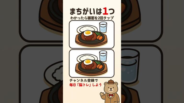 ハンバーグ定食の間違い探し【難しい・解けたらスゴイ脳トレ】