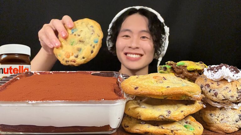 ASMR M&Mヌテラクッキー&ティラミス【咀嚼音/mukbang/Eating Sounds】