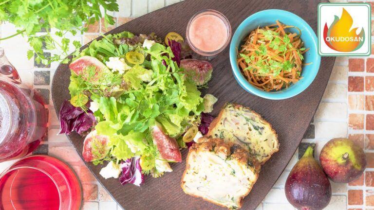 カフェ風ワンプレート/One dish♯1[キノコのケーク・サレ/ニンジンとショウガのラペ/イチジクのサラダ]