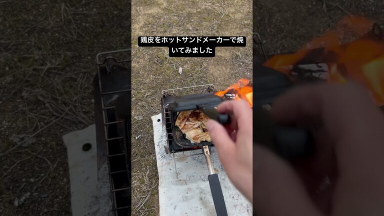 ホットサンドメーカーで鶏皮焼き #キャンプ #キャンプギア #キャンプ飯