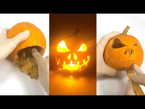 【簡単】ジャックオーランタンの作り方-基礎【ハロウィンDIY】かぼちゃのランプ
