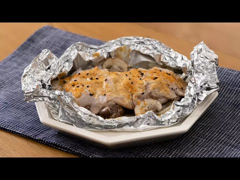 豚ロースとマッシュルームのホイル焼き（味噌マヨ）