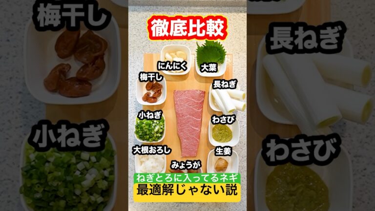 【徹底比較】ネギトロに入ってる薬味、『ネギ』が最適解じゃない説！いろんな薬味で◯◯とろを同時に作って比べたら一位がまさかの…!!!  #shorts