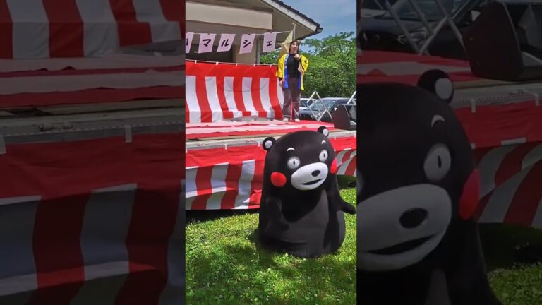 くまモンさん綱渡りしてたら転落(笑)落ちてもまた綱渡り(笑)#くまモン #kumamon #熊本熊#美里町#美里#美里ふれあいマルシェ#おがっちの故郷#フォレストアドベンチャー美里