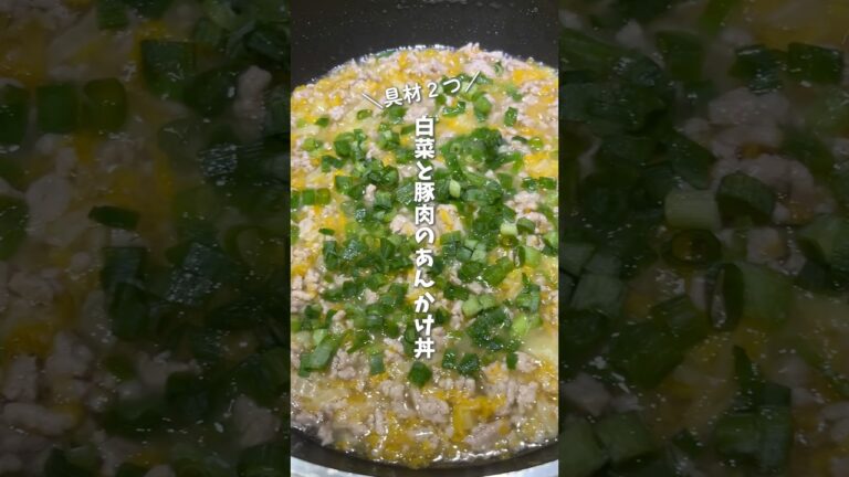 【具材２つ】白菜と豚ひき肉のあんかけ丼｜簡単&節約レシピ｜アラフォー子なし夫婦の晩ごはん#shorts #簡単レシピ #節約レシピ