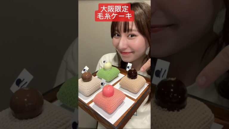【大阪限定の毛糸ケーキ🧶🍰】#asmr#ASMR#座布団ケーキ#座布団モンブラン#モンブラン#お菓子#おやつ#大阪グルメ #ご当地お菓子#天満橋