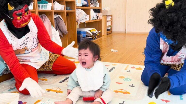 子どもたちと仲良くなりたかった赤鬼と青鬼。【赤ちゃん節分】