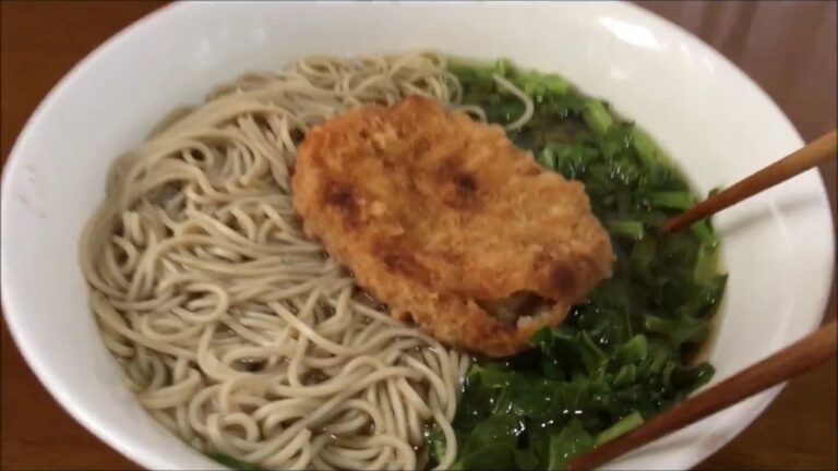 貧血予防に【コロッケ大根葉っぱ蕎麦】鉄分たっぷり健康簡単レシピ！節約野菜料理！ズボラおやじ飯！