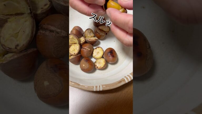 秋！栗！2回目は焼き栗！裏技を試してみた！渋皮までスルッとむけた！#栗#焼き栗 #渋皮#裏技#鬼皮#皮剥き#栗の皮剥き