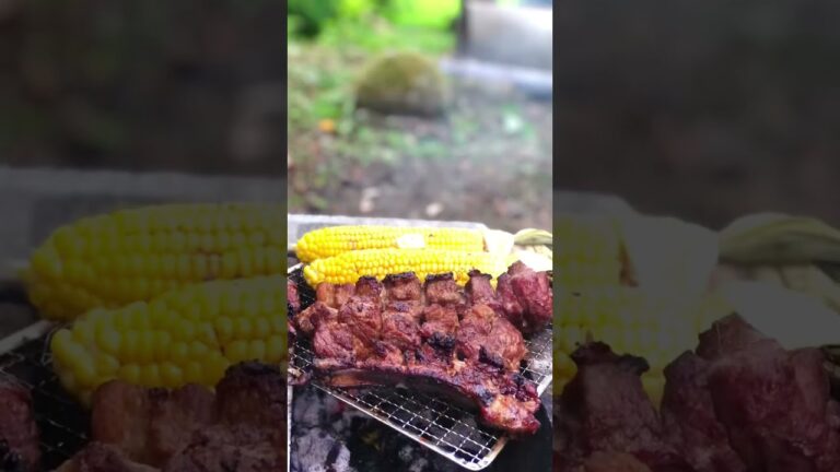 まるかじり☆スペアリブ&三つ編みとうもろこし #キャンプ飯 #camping #bbq #おうち時間