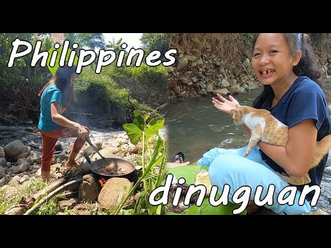 豚のホルモンとレバーで作るフィリピンのソウルフード、ディヌグアン【Jungle Cooking】猫と食べる【日本語字幕】