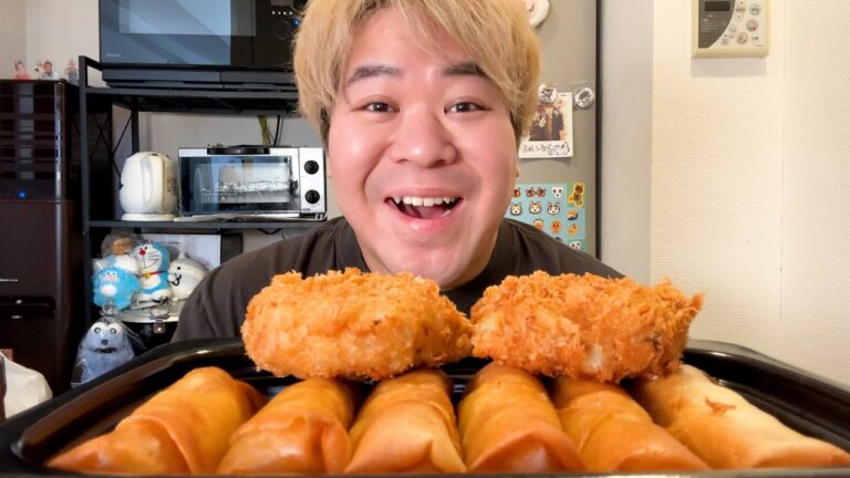 【小食い】パリパリ春巻きとキャベツメンチカツ【noASMR】