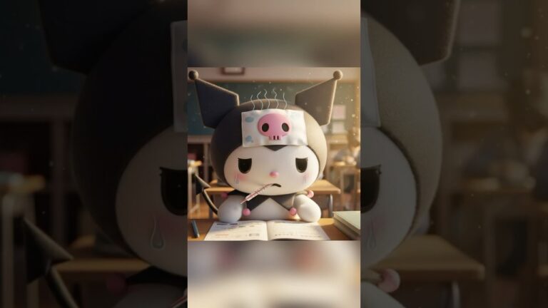 Kuromi is sick at school!🏫😢 #mymelody #kuromi #cinnamoroll #マイメロ #クロミ #シナモロール #サンリオ