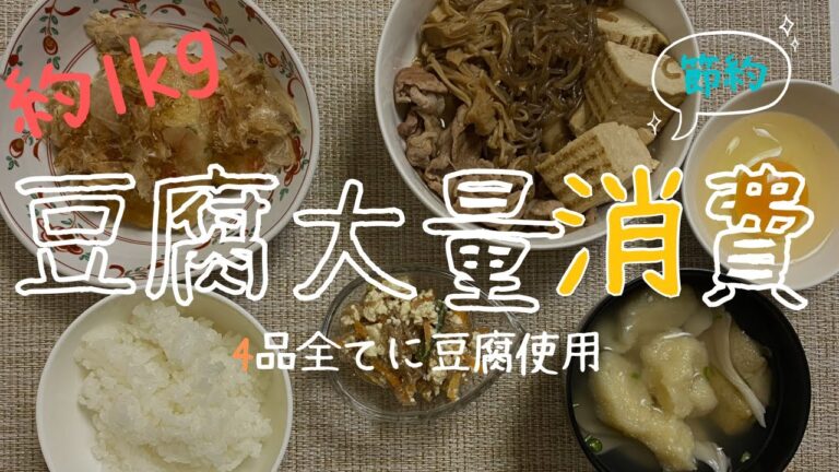 【豆腐大量消費】【節約】豆腐約1kg使って4品作ります|副菜からメインまで万能節約アイテム【1か月食費2.5万円】【2人暮らし同棲】