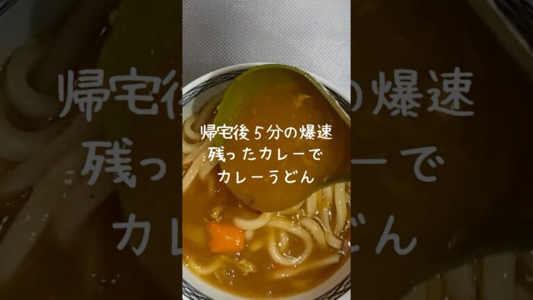 帰宅後５分で爆速料理　残ったカレーで カレーうどん #簡単レシピ #今日の晩ごはん #料理