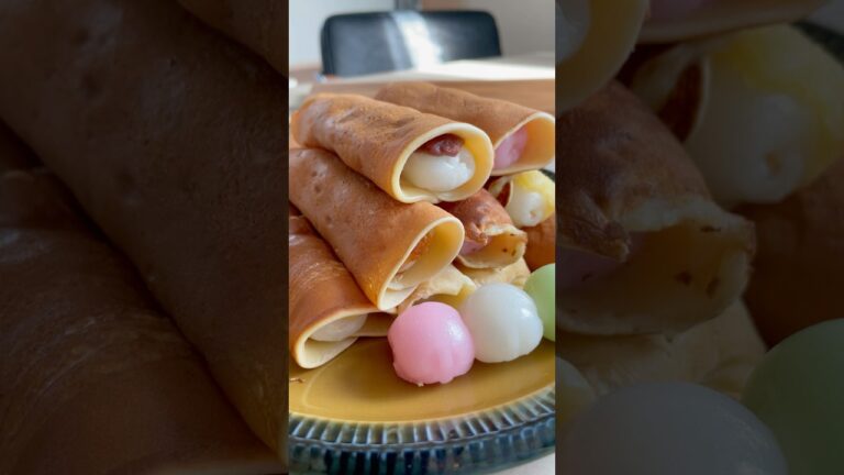 【もちもち】どら焼き生地でお団子を巻くあの名店スイーツ#スイーツ #和菓子 #レシピ #どら焼き #団子