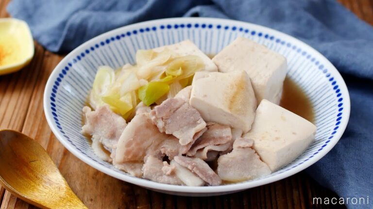 【豚バラ肉豆腐】めんつゆで簡単！フライパンで完成！おつまみやおかずに♪