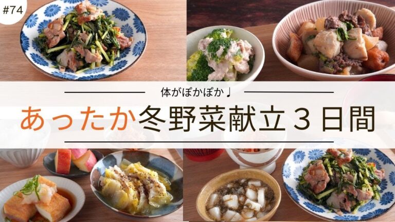 #74【3日間の夕飯献立】冬野菜使い回し！体が温まる晩ごはんレシピ｜白菜｜大根｜水菜