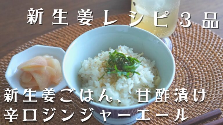 新生姜レシピ3品/新生姜の炊き込みご飯/辛口ジンジャーエール/新生姜の甘酢漬け/fresh ginger/ginger ale recipe/vlog