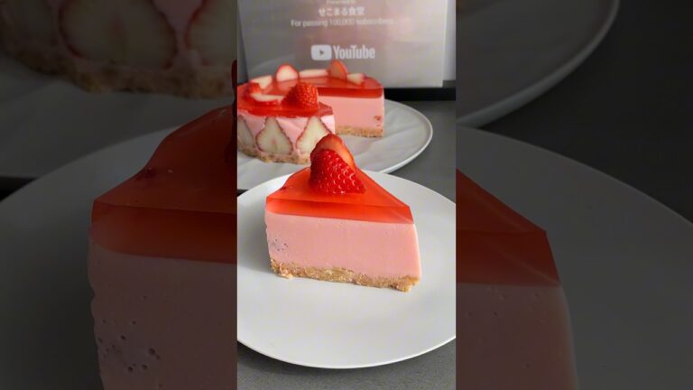 SNSで話題の苺のレアチーズケーキ作った結果ww #shorts