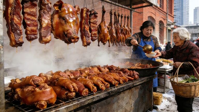 西安冬季露天早市｜高樓下人來人往的中國早餐