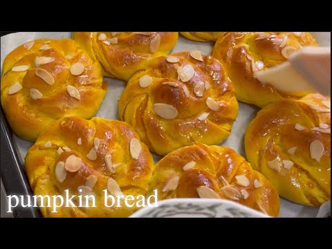 ボウルでこね時間3分⭐️ふんわり濃厚❤️かぼちゃあんぱん✨【元パン屋が作る👩🏻‍🍳】