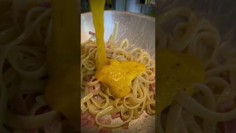 【カルボナーラ】生クリームも牛乳も不要！フェットチーネ麺で簡単カルボナーラ！本場のカルボナーラは生クリームや牛乳入れないみたいですね！【パスタ】 #レシピ #料理 #イタリアン #パスタ