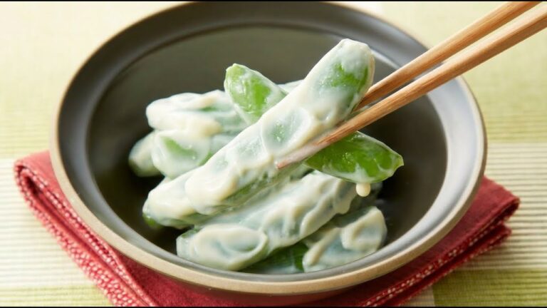 Crispy Snap Peas with Creamy Tofu Sauce (Japanese Shira-ae)