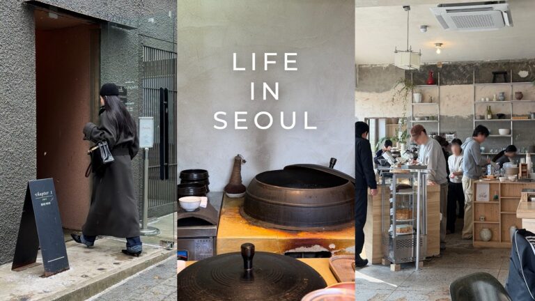 Seoul Vlog - Winter Soups, Noodles, Cozy Cafes in Yongsan & Gangnam | Night at the Fish Market