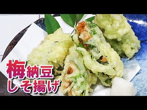 サクサク衣！梅の酸味でさっぱり味わい【梅納豆しそ揚げ】