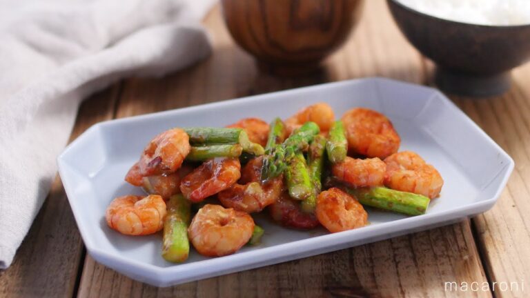 【えびとアスパラのオイマヨ炒め】味付け簡単！炒めるだけで簡単ごちそう♪